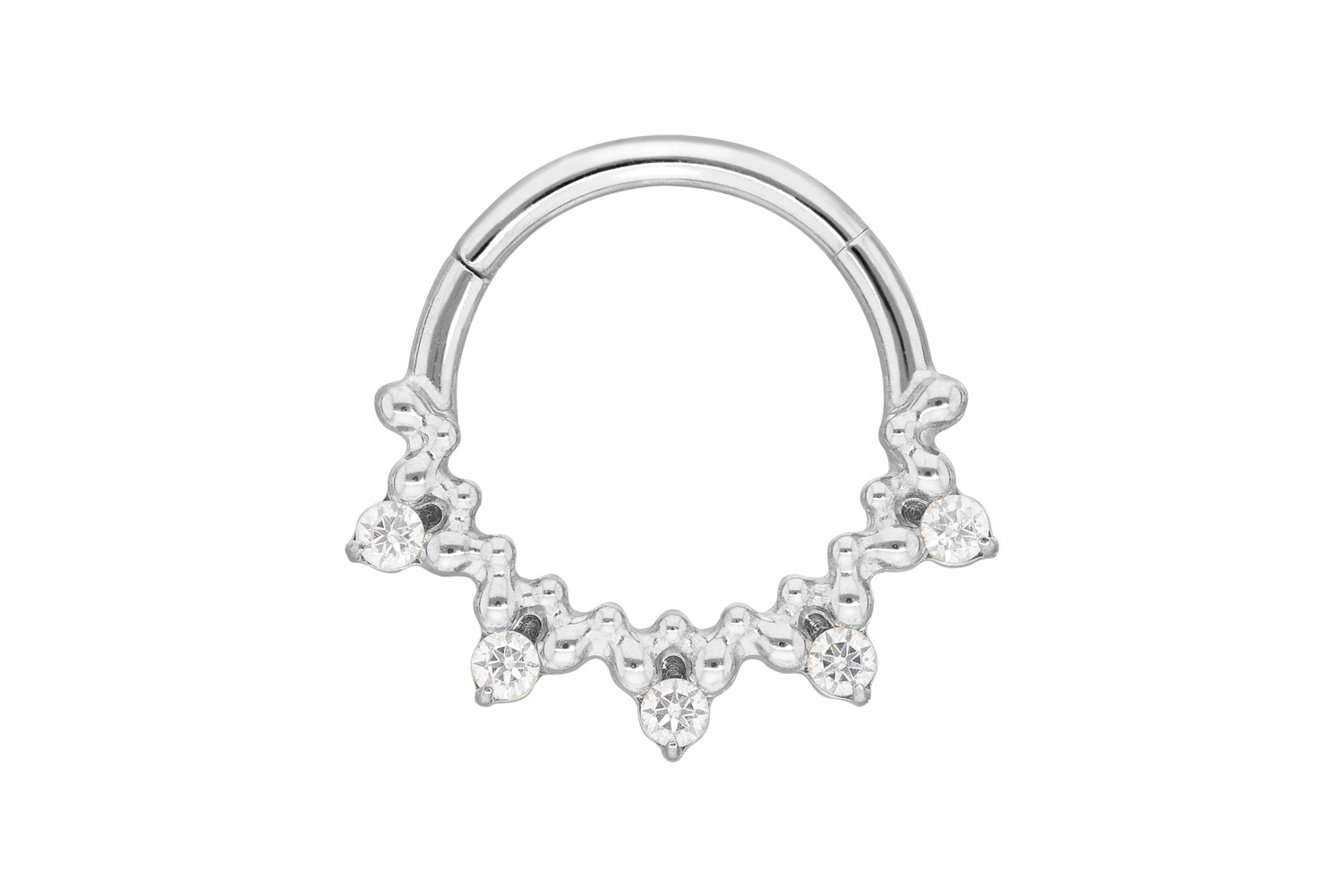 Titan Segmentring Clicker Piercing 5 KRISTALLE + KUGELN